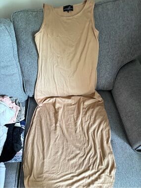 Sleeveless Tan Bodycon Dress - Unknown Brand
